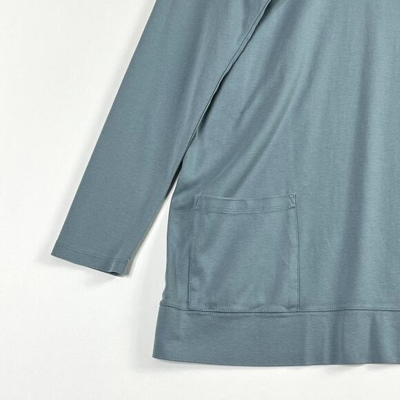 J Jill Long Sleeve Perfect Pima Turtleneck Tunic Pockets Blue Womens Medium - Picture 4 of 12